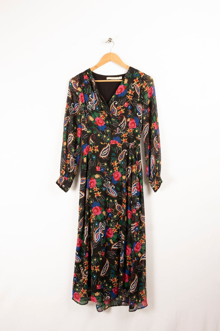 Langes Kleid mit Blumendruck – S/36