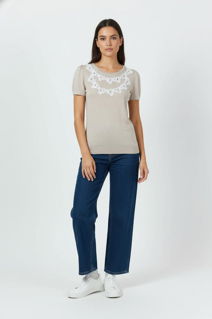 Top Beige et Blanc - Taille XS/34 de la marque Kookai | PARAD91380 - Vendu par Paradigme - Image 1
