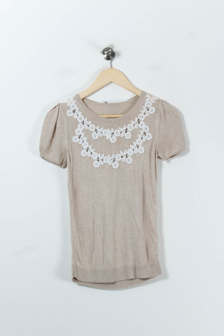 Top Beige et Blanc - Taille XS/34 de la marque Kookai | PARAD91380 - Vendu par Paradigme - Image 2