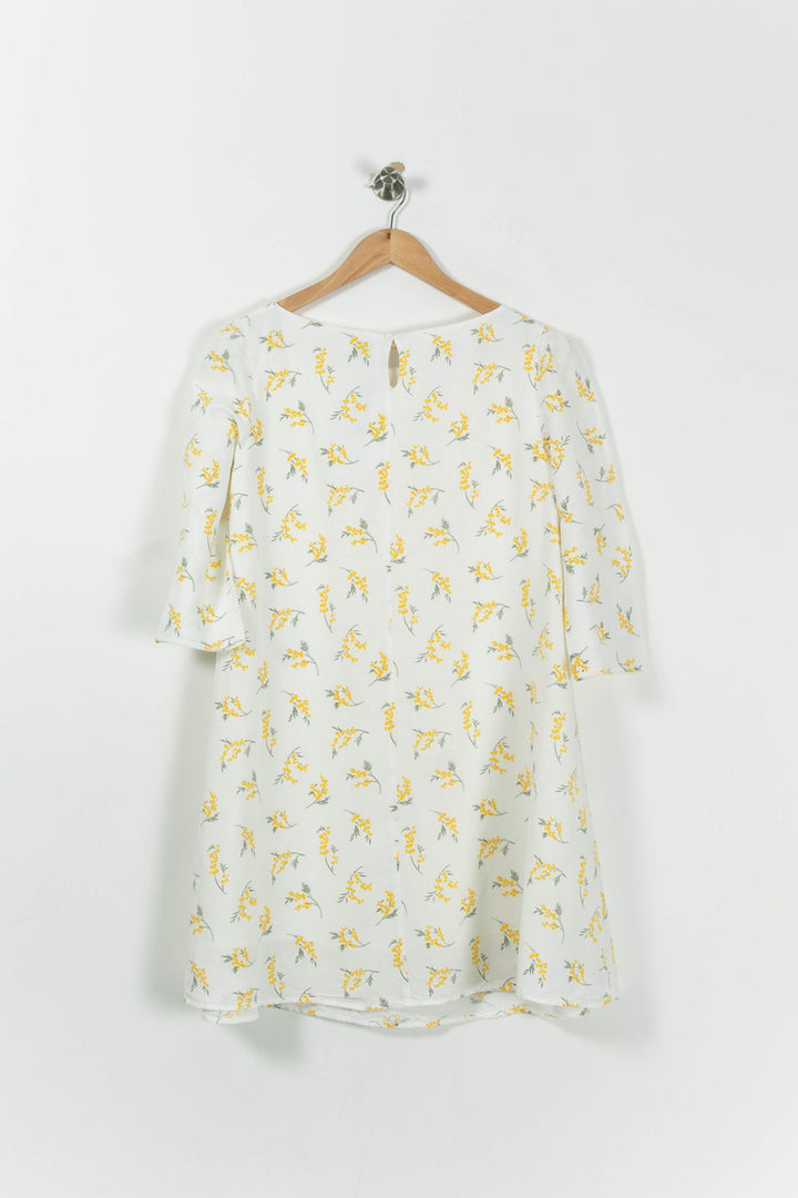 Robe Fleurie Blanche et Jaune - Taille XS/34 de la marque Claudie Pierlot | PARAD91421 - Vendu par Paradigme - Image 4