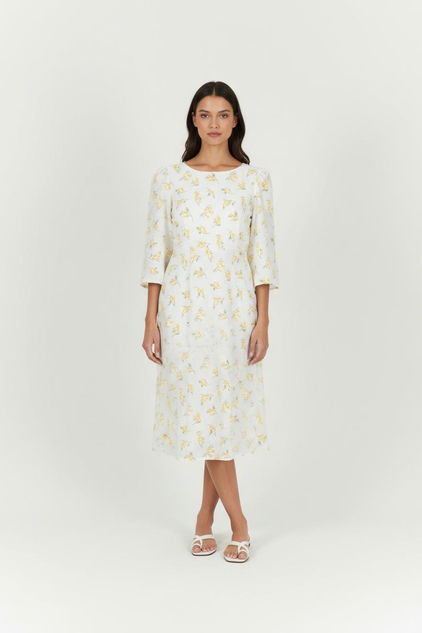 Robe Fleurie Blanche et Jaune - Taille XS/34 de la marque Claudie Pierlot | PARAD91421 - Vendu par Paradigme - Image 1