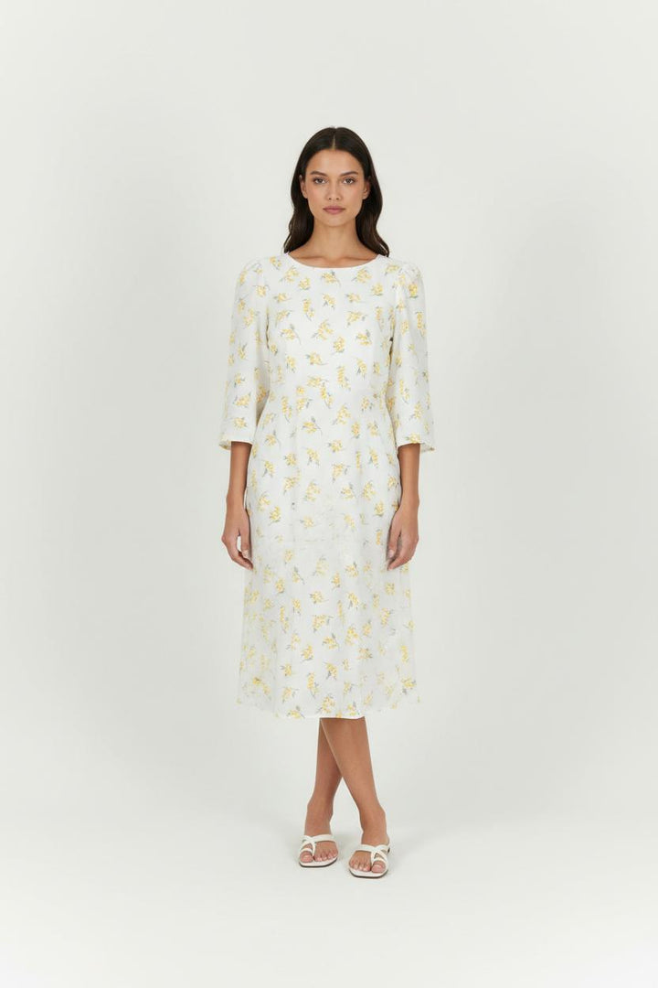 Robe Fleurie Blanche et Jaune - Taille XS/34 de la marque Claudie Pierlot | PARAD91421 - Vendu par Paradigme - Image 1
