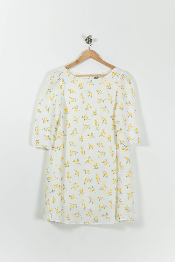 Robe Fleurie Blanche et Jaune - Taille XS/34 de la marque Claudie Pierlot | PARAD91421 - Vendu par Paradigme - Image 2