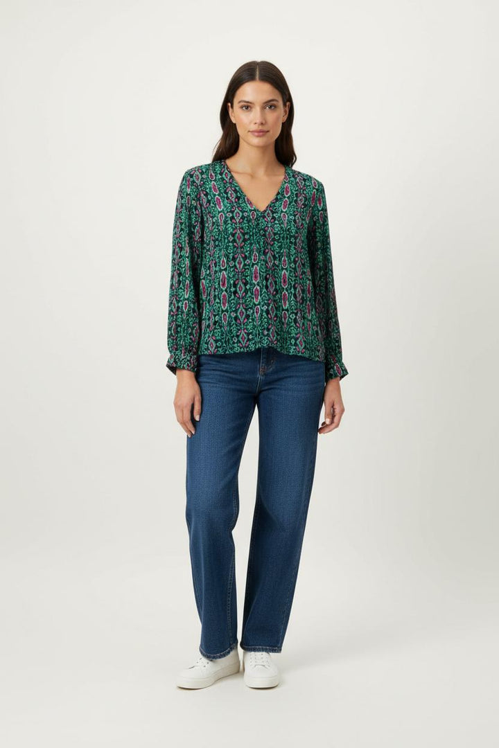 Blouse Verte et Rose - Taille XXL/44 de la marque La Fée Maraboutée | PARAD91469 - Vendu par Paradigme - Image 1
