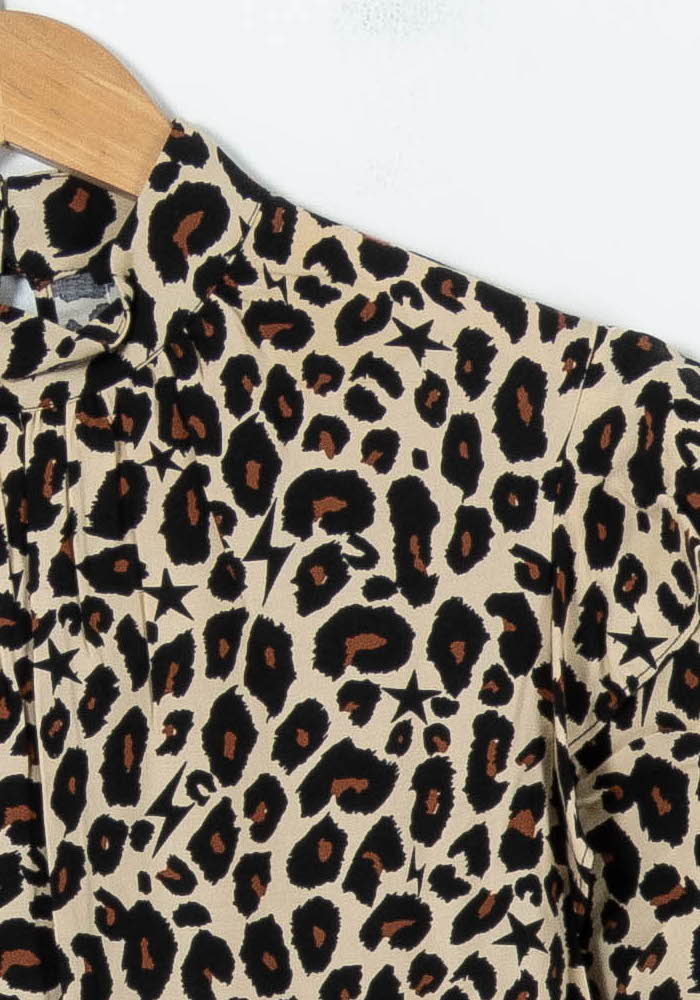 Robe Courte Léopard Beige et Noir - Taille XS/34 de la marque IKKS | PARAD91502 - Vendu par Paradigme - Image 3