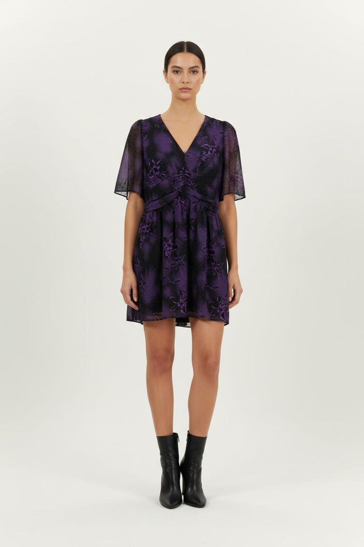 Robe Courte Violette et Noire - Taille XL/42 de la marque IKKS | PARAD91506 - Vendu par Paradigme - Image 1