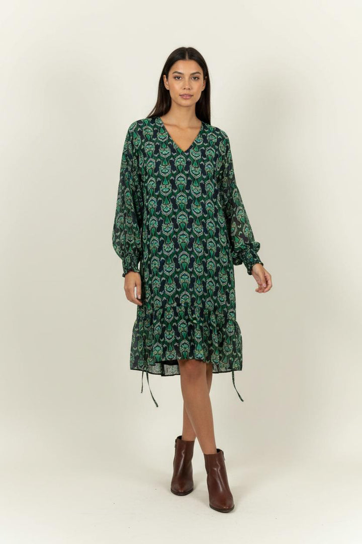 Robe Imprimée Verte et Noire - Taille L/40 de la marque IKKS | PARAD91507 - Vendu par Paradigme - Image 1