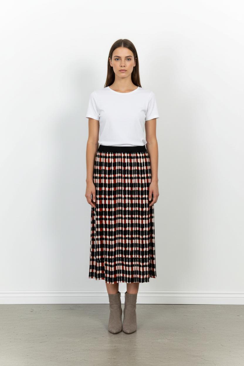 Jupe Plissée Noire et Rouge - Taille M/38 de la marque Stella Forest | PARAD91562 - Vendu par Paradigme - Image 1