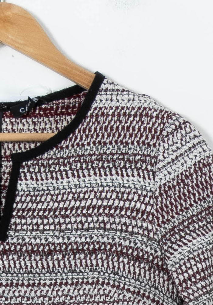 Robe Courte Bordeaux et Blanche - Taille M/38 de la marque Caroll | PARAD91604 - Vendu par Paradigme - Image 3