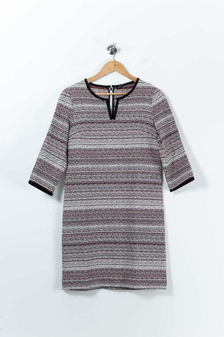 Robe Courte Bordeaux et Blanche - Taille M/38 de la marque Caroll | PARAD91604 - Vendu par Paradigme - Image 2