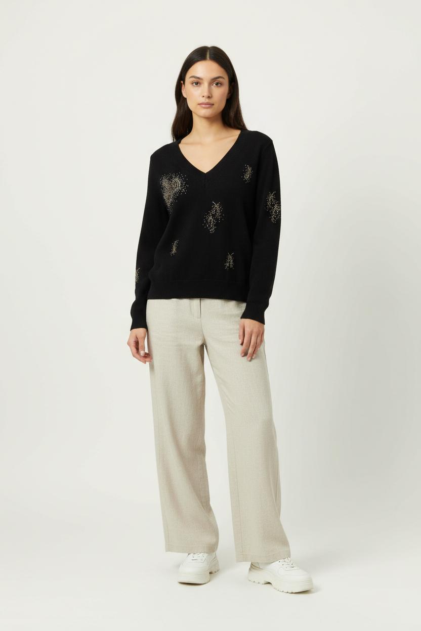 Pull Noir - Taille S/36 de la marque La Fée Maraboutée | PARAD91613 - Vendu par Paradigme - Image 1
