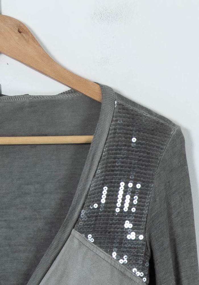 Cardigan Gris - Taille S/36 de la marque La Fée Maraboutée | PARAD91622 - Vendu par Paradigme - Image 3