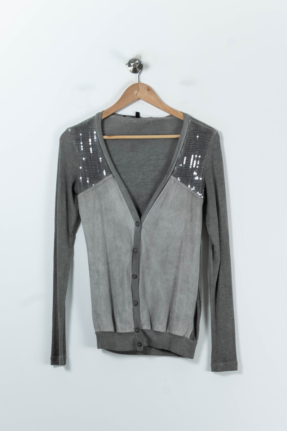 Cardigan Gris - Taille S/36 de la marque La Fée Maraboutée | PARAD91622 - Vendu par Paradigme - Image 2