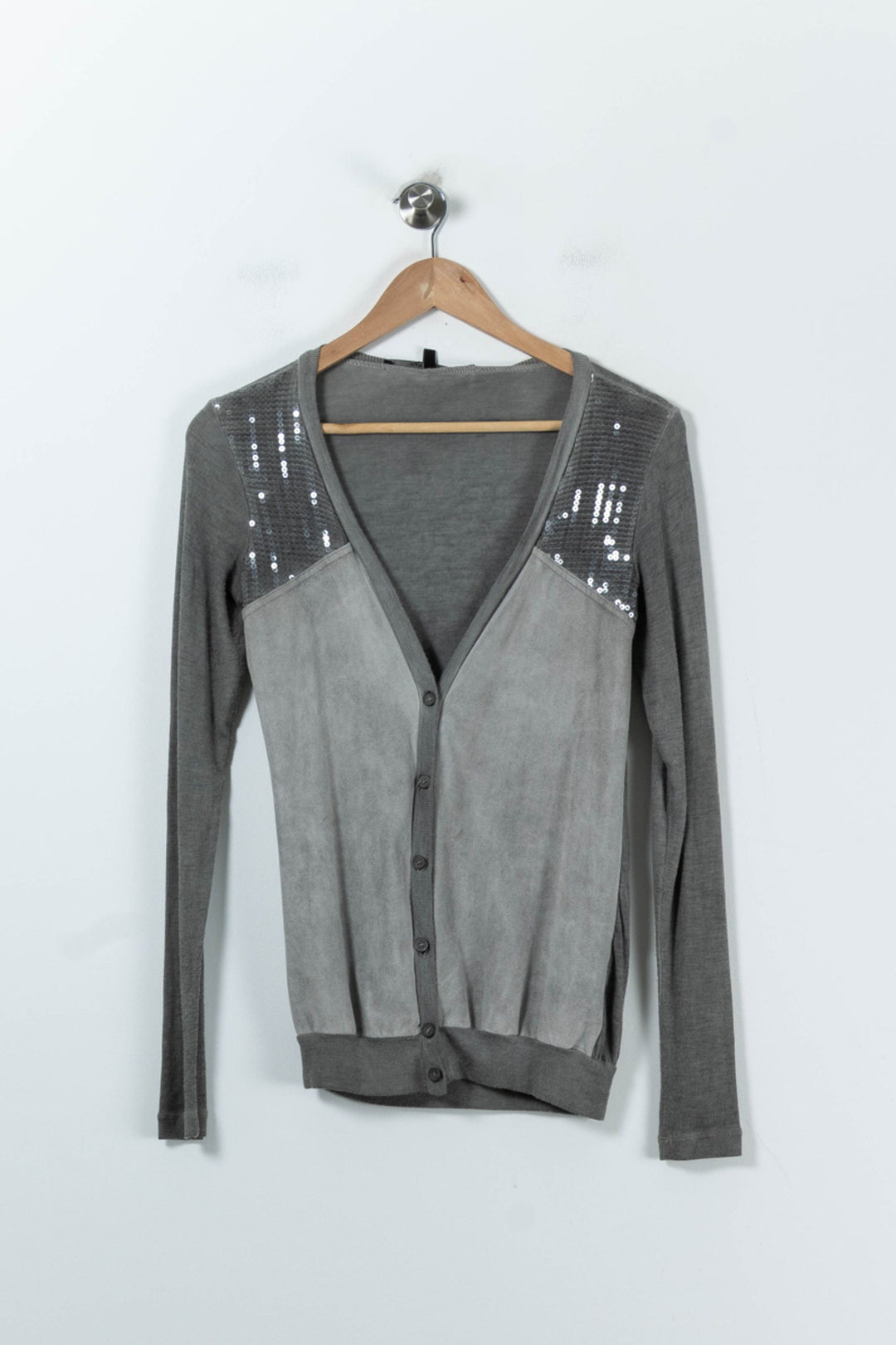 Cardigan Gris - Taille S/36 de la marque La Fée Maraboutée | PARAD91622 - Vendu par Paradigme - Image 2