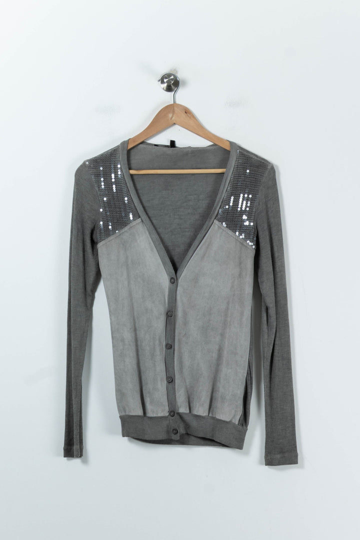 Cardigan Gris - Taille S/36 de la marque La Fée Maraboutée | PARAD91622 - Vendu par Paradigme - Image 2