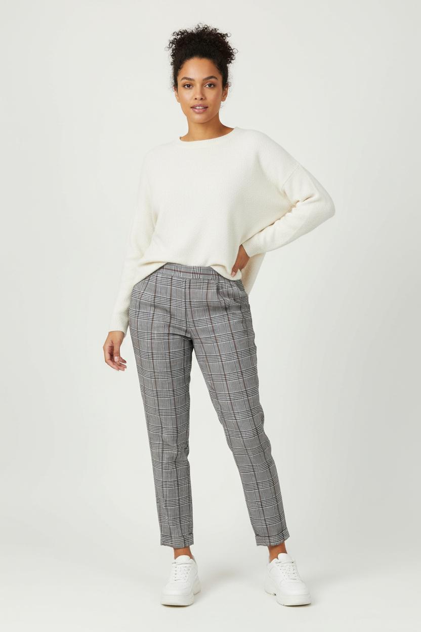 Pantalon Carreaux Gris et Bordeaux - Taille L/40 de la marque Marie Sixtine | PARAD91637 - Vendu par Paradigme - Image 1
