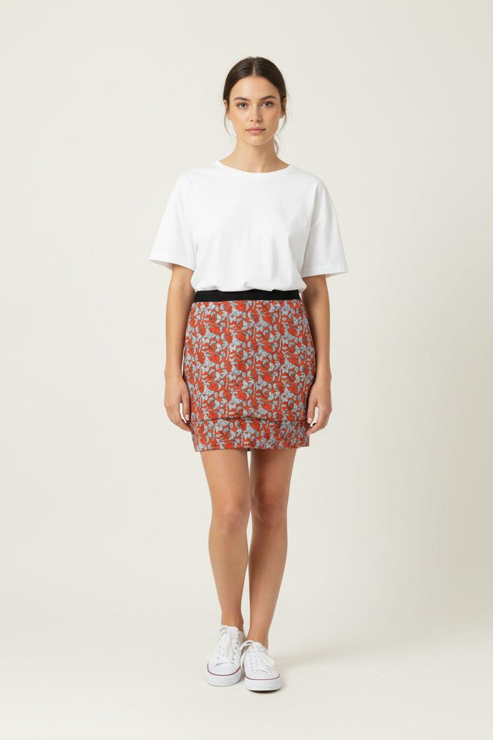 Jupe Droite Rouge et Grise - Taille M/38 de la marque Claudie Pierlot | PARAD91650 - Vendu par Paradigme - Image 1