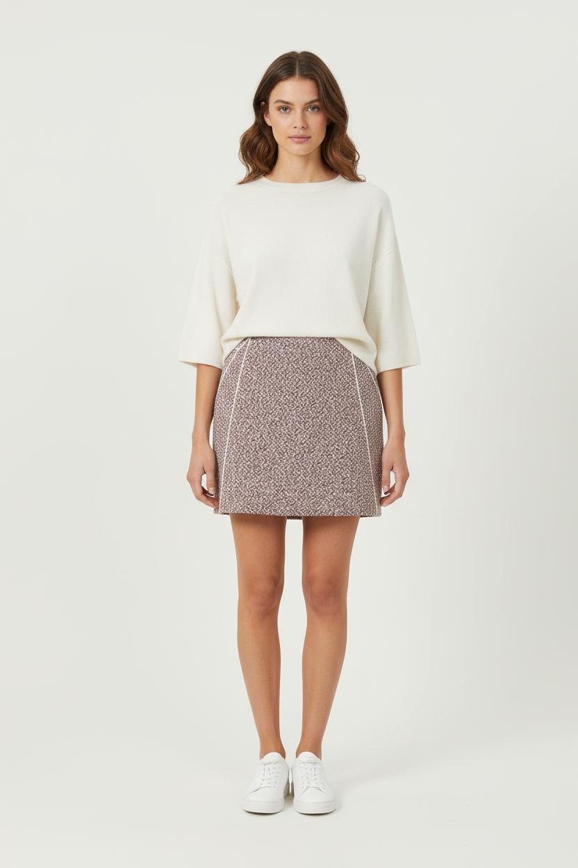 Jupe Courte Bordeaux et Blanc - Taille L/40 de la marque IKKS | PARAD91653 - Vendu par Paradigme - Image 1