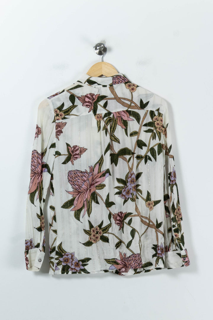 Chemise Fleurie Blanche et Rose - Taille XS/34 de la marque ba&sh | PARAD91657 - Vendu par Paradigme - Image 4