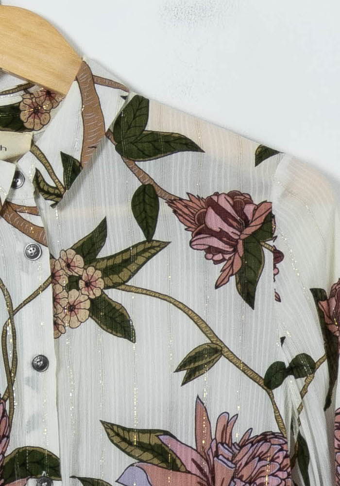 Chemise Fleurie Blanche et Rose - Taille XS/34 de la marque ba&sh | PARAD91657 - Vendu par Paradigme - Image 3