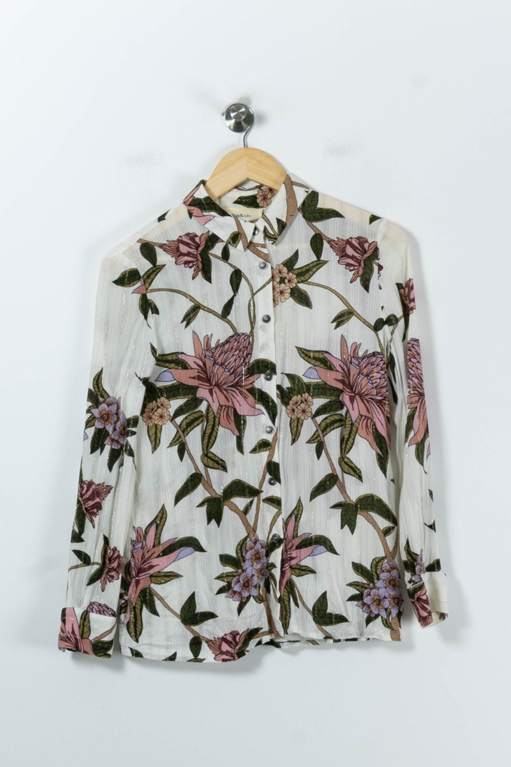Chemise Fleurie Blanche et Rose - Taille XS/34 de la marque ba&sh | PARAD91657 - Vendu par Paradigme - Image 2