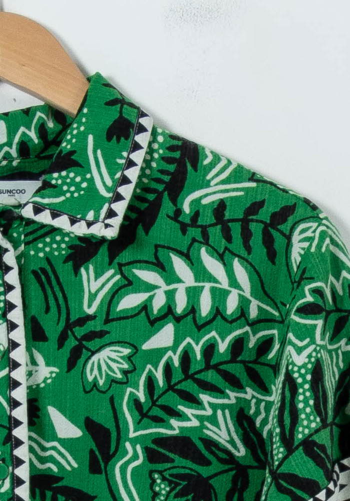 Chemise Imprimée Verte et Blanche - Taille XS/34 de la marque Suncoo | PARAD91737 - Vendu par Paradigme - Image 3