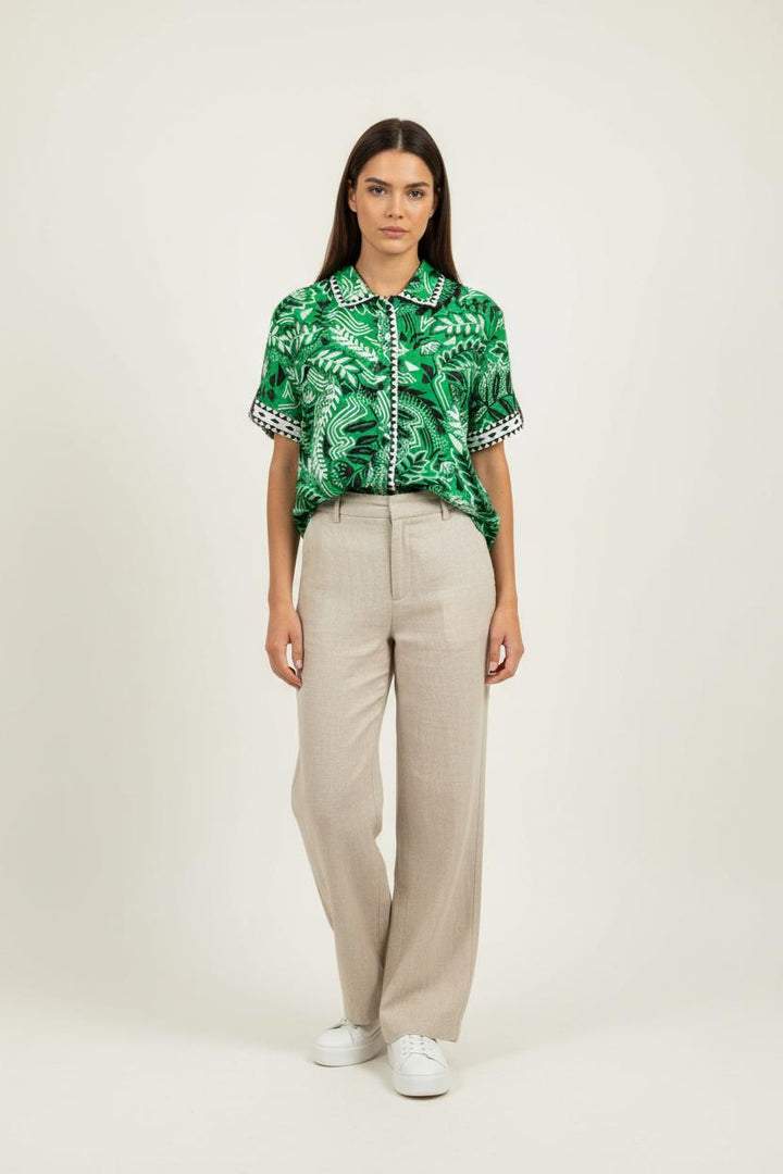 Chemise Imprimée Verte et Blanche - Taille XS/34 de la marque Suncoo | PARAD91737 - Vendu par Paradigme - Image 1