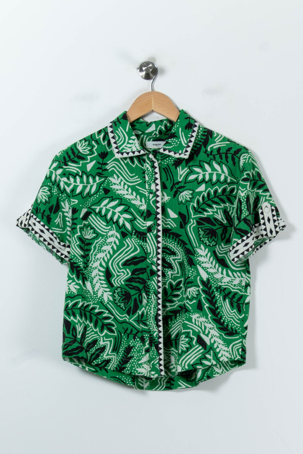 Chemise Imprimée Verte et Blanche - Taille XS/34 de la marque Suncoo | PARAD91737 - Vendu par Paradigme - Image 2