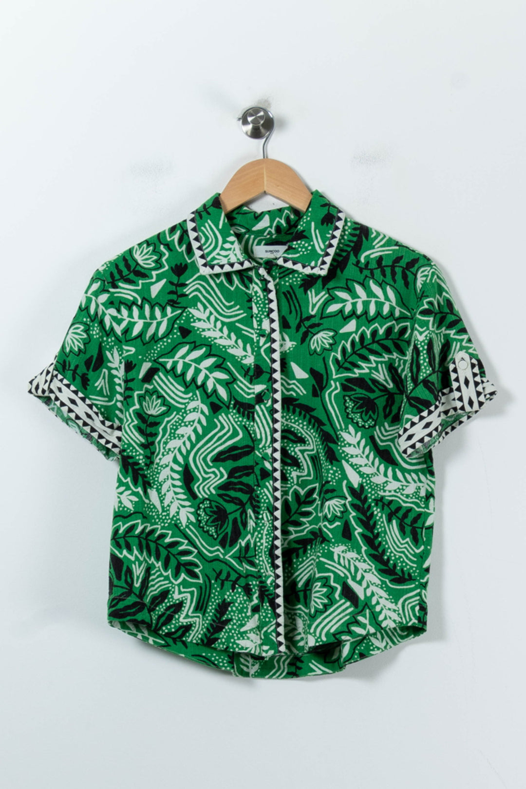 Chemise Imprimée Verte et Blanche - Taille XS/34 de la marque Suncoo | PARAD91737 - Vendu par Paradigme - Image 2