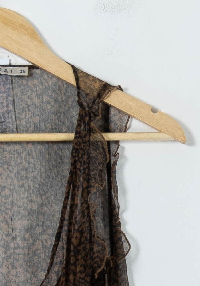 Robe Volantée Marron - Taille S/36 de la marque Kookai | PARAD91760 - Vendu par Paradigme - Image 3
