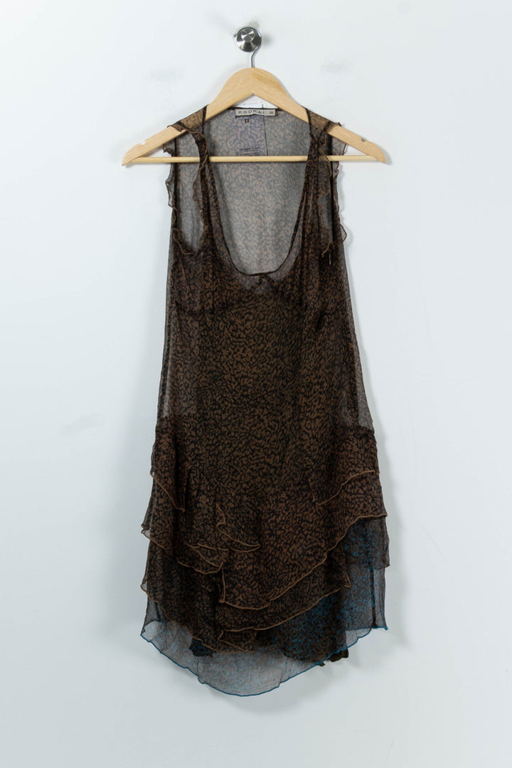 Robe Volantée Marron - Taille S/36 de la marque Kookai | PARAD91760 - Vendu par Paradigme - Image 2