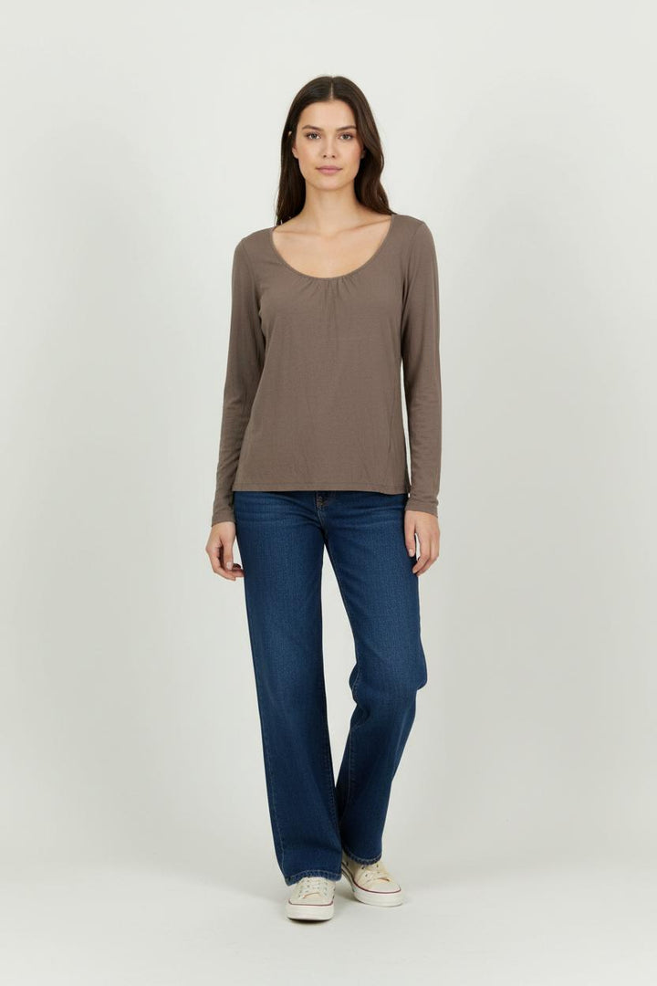 Tee-shirt Manches Longues Marron - Taille L/40 de la marque Sud express | PARAD91761 - Vendu par Paradigme - Image 1