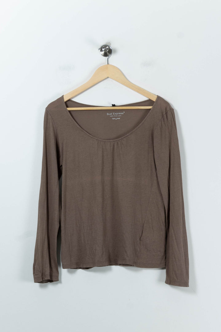 Tee-shirt Manches Longues Marron - Taille L/40 de la marque Sud express | PARAD91761 - Vendu par Paradigme - Image 2