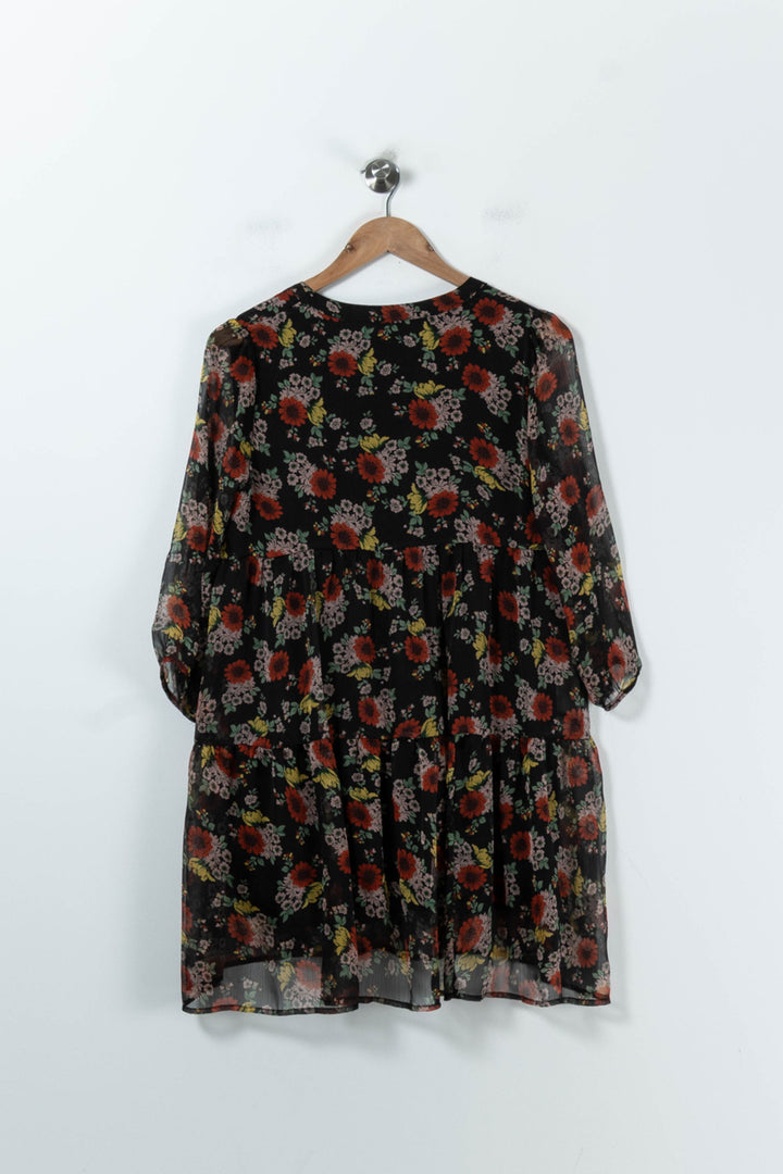 Robe Fleurie Noire et Rouge - Taille S/36 de la marque La Petite Etoile | PARAD91791 - Vendu par Paradigme - Image 4