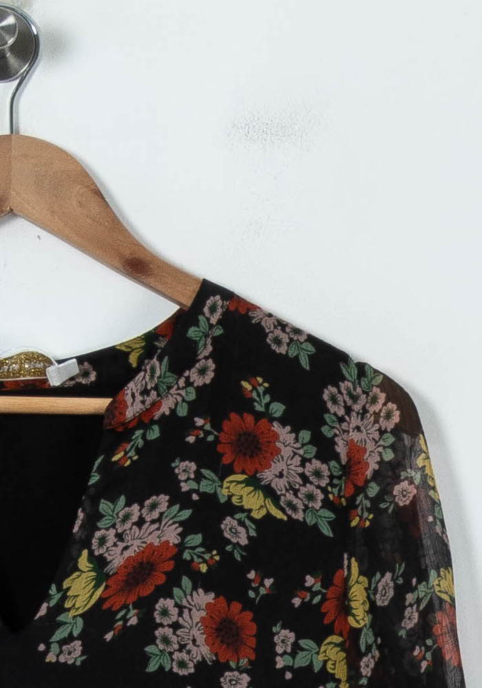 Robe Fleurie Noire et Rouge - Taille S/36 de la marque La Petite Etoile | PARAD91791 - Vendu par Paradigme - Image 3