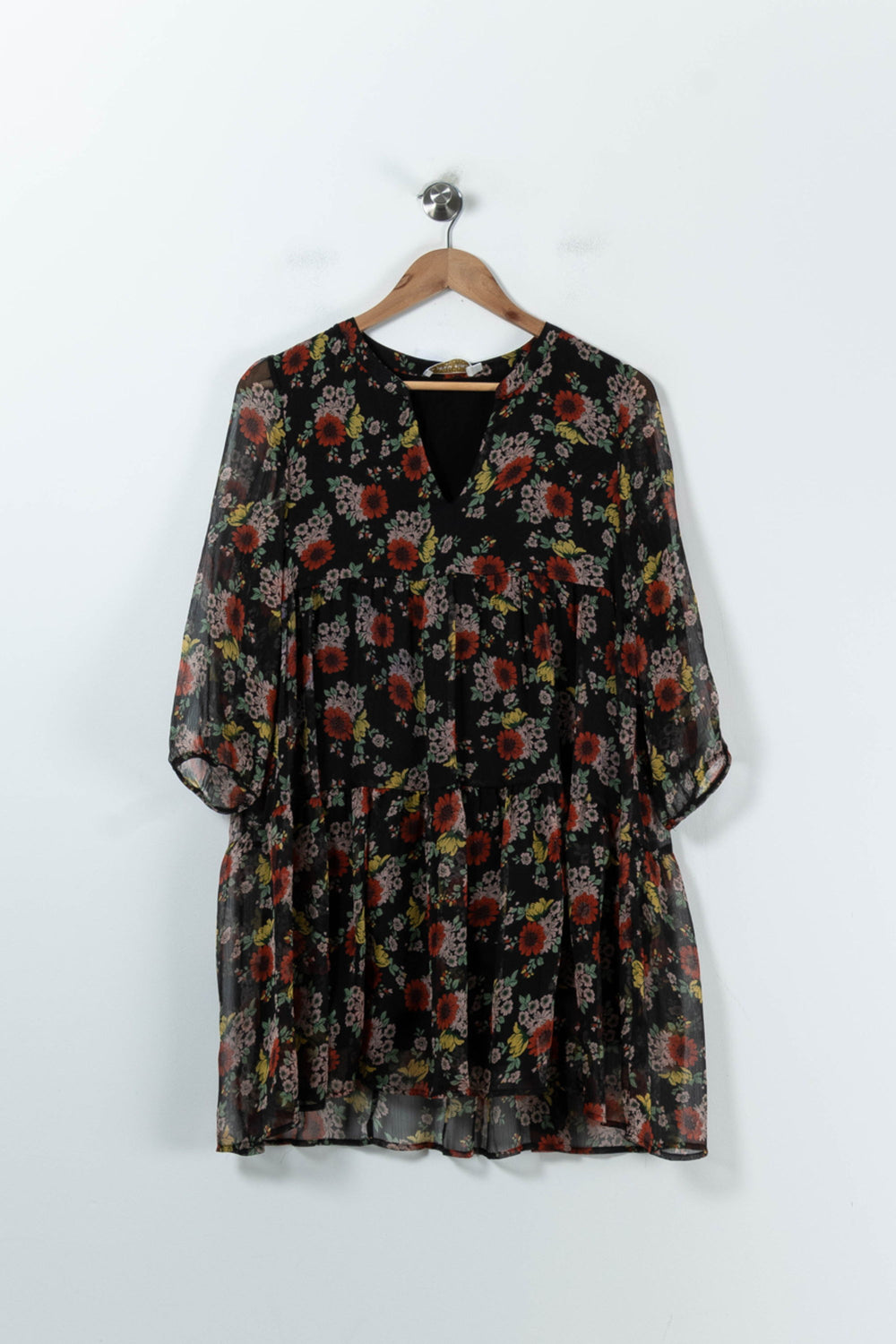 Robe Fleurie Noire et Rouge - Taille S/36 de la marque La Petite Etoile | PARAD91791 - Vendu par Paradigme - Image 2