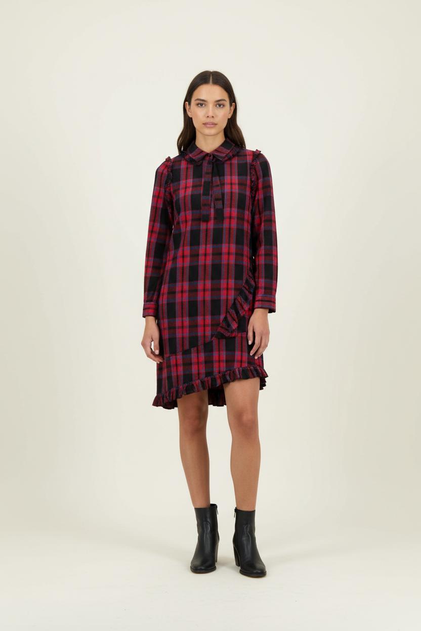 Robe Chemise Rouge et Noire - Taille S/36 de la marque Maje | PARAD91800 - Vendu par Paradigme - Image 1