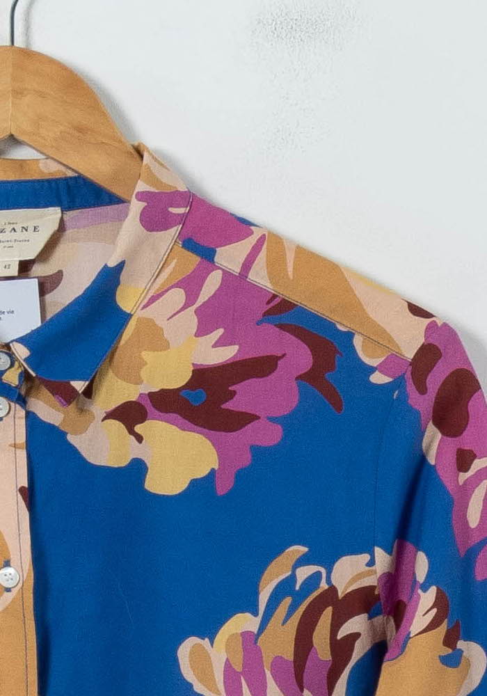 Chemise Fleurie Bleue et Jaune - Taille XL/42 de la marque Sézane | PARAD91859 - Vendu par Paradigme - Image 3