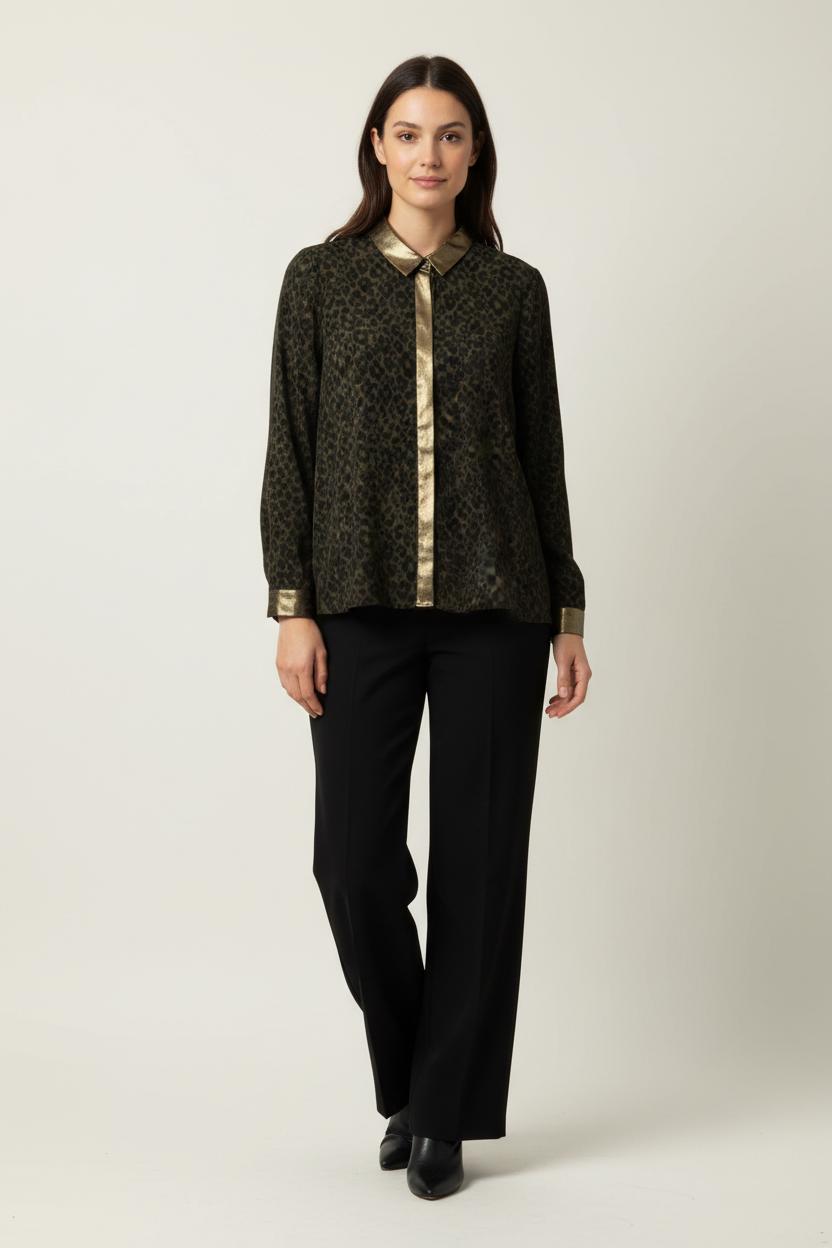 Chemise Verte et Dorée - Taille S/36 de la marque Claudie Pierlot | PARAD91876 - Vendu par Paradigme - Image 1