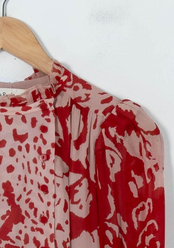 Robe Longue Rouge et Beige - Taille XS/34 de la marque ba&sh | PARAD91877 - Vendu par Paradigme - Image 3