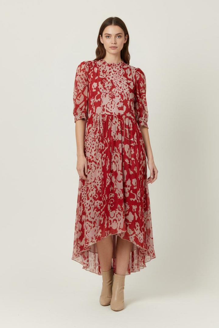 Robe Longue Rouge et Beige - Taille XS/34 de la marque ba&sh | PARAD91877 - Vendu par Paradigme - Image 1