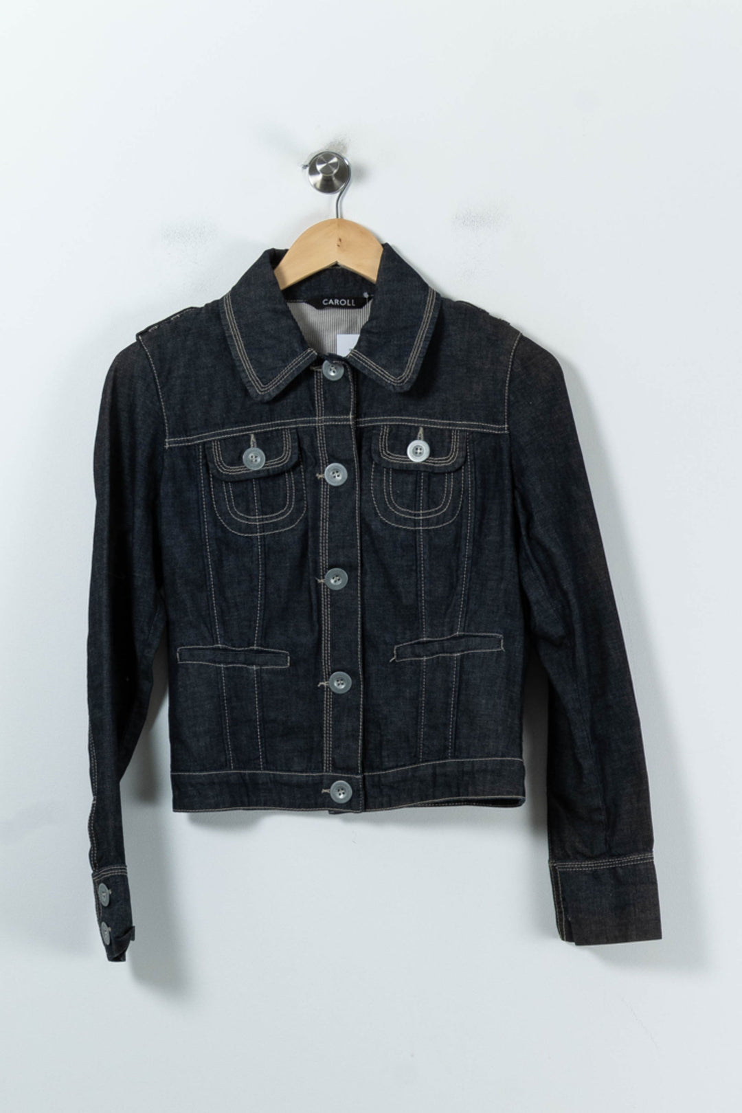 Veste en Jean Noire - Taille S/36 de la marque Caroll | PARAD91889 - Vendu par Paradigme - Image 2
