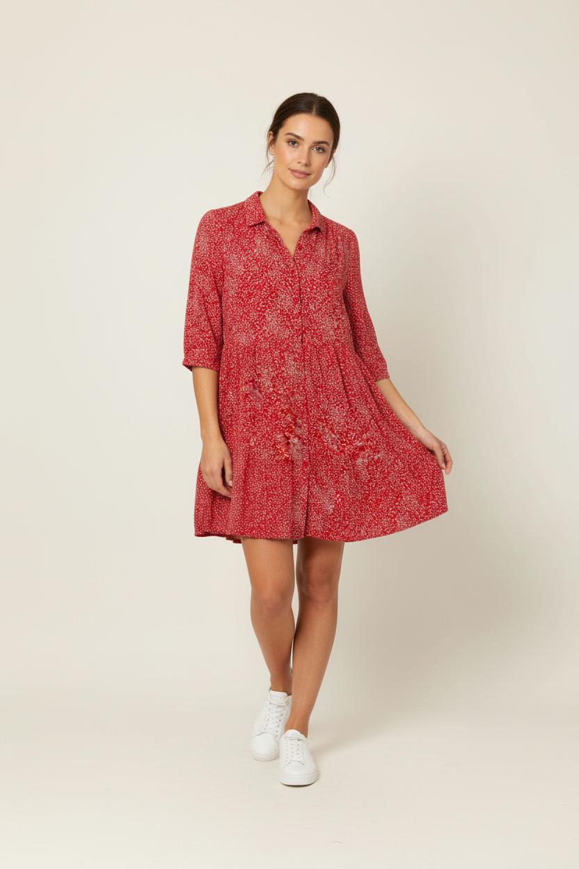 Robe Chemise Rouge et Blanche - Taille XS/34 de la marque ba&sh | PARAD91892 - Vendu par Paradigme - Image 1
