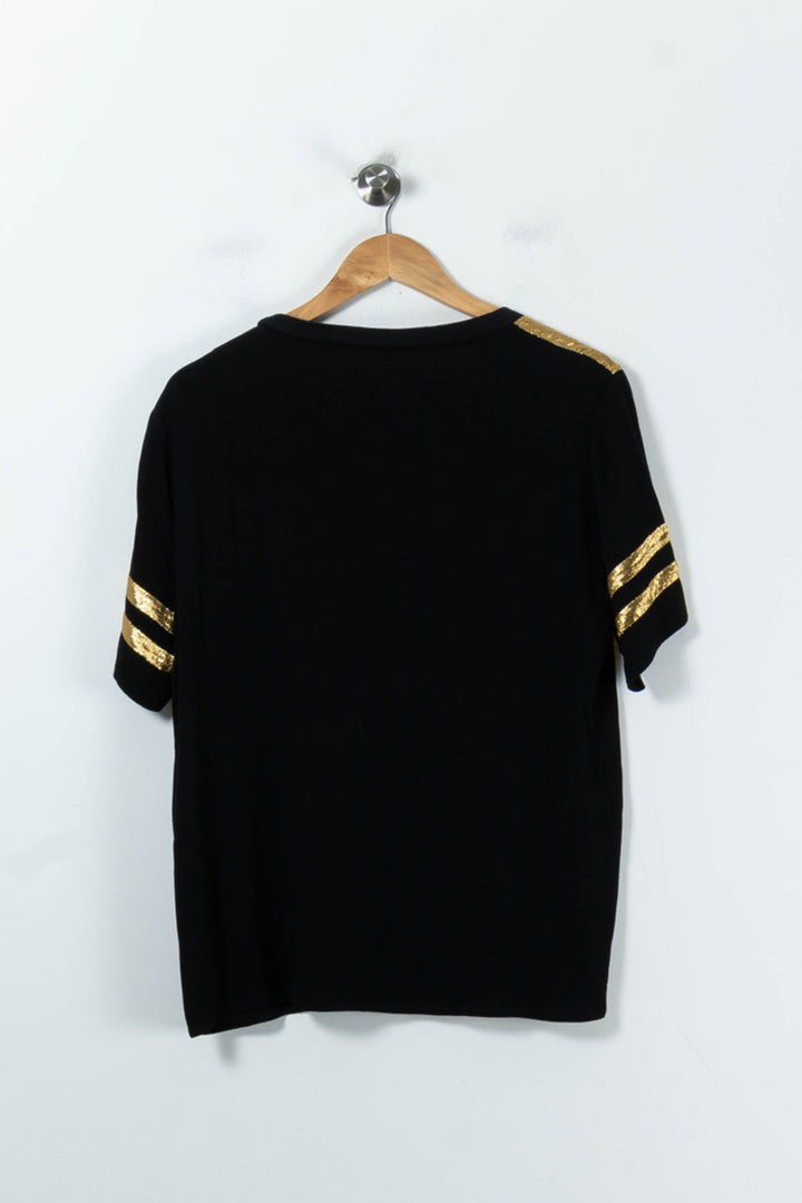 T-shirt Noir et Doré - Taille L/40 de la marque Sandro | PARAD91920 - Vendu par Paradigme - Image 4