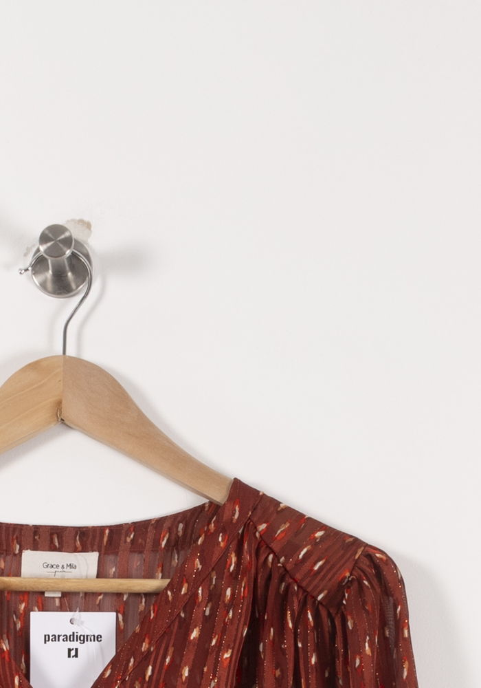 Blouse Bordeaux - Taille S/36 de la marque Grace & Mila | PARAD91956 - Vendu par Paradigme - Image 3