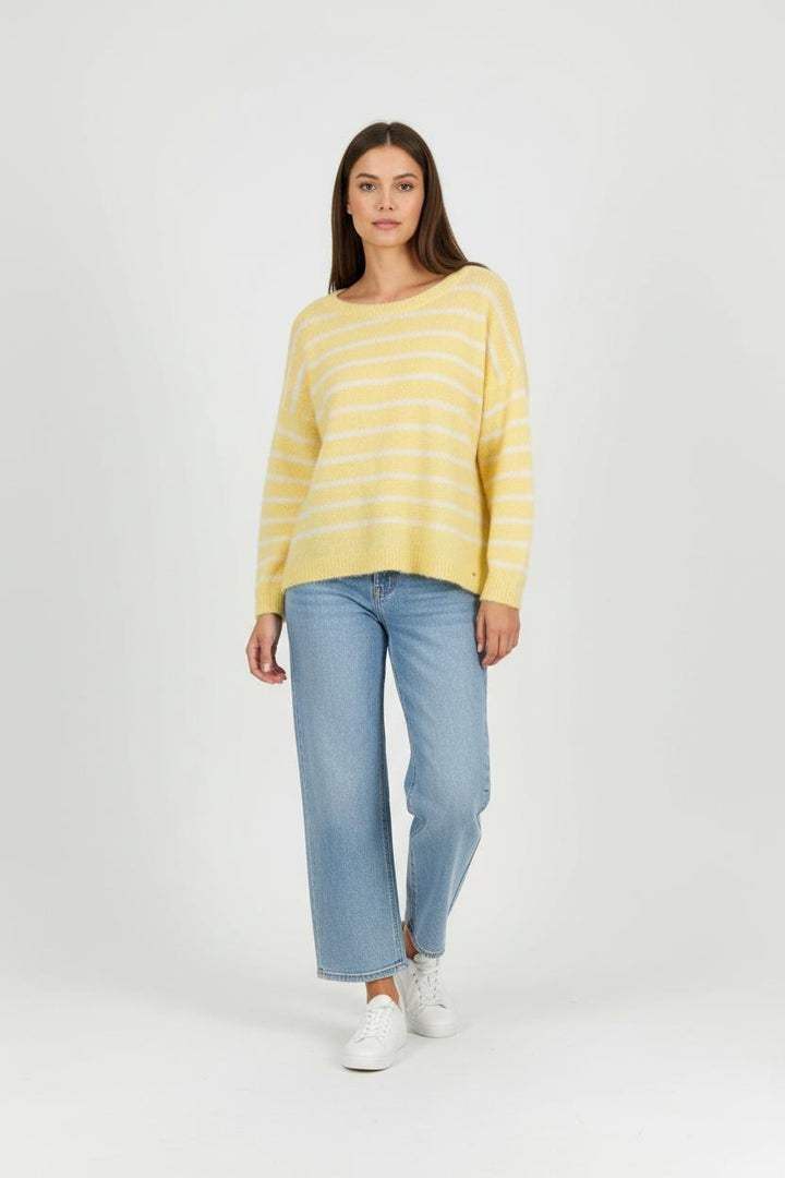 Pull Rayé Jaune et Blanc - Taille L/40 de la marque Des petits hauts | PARAD91971 - Vendu par Paradigme - Image 1