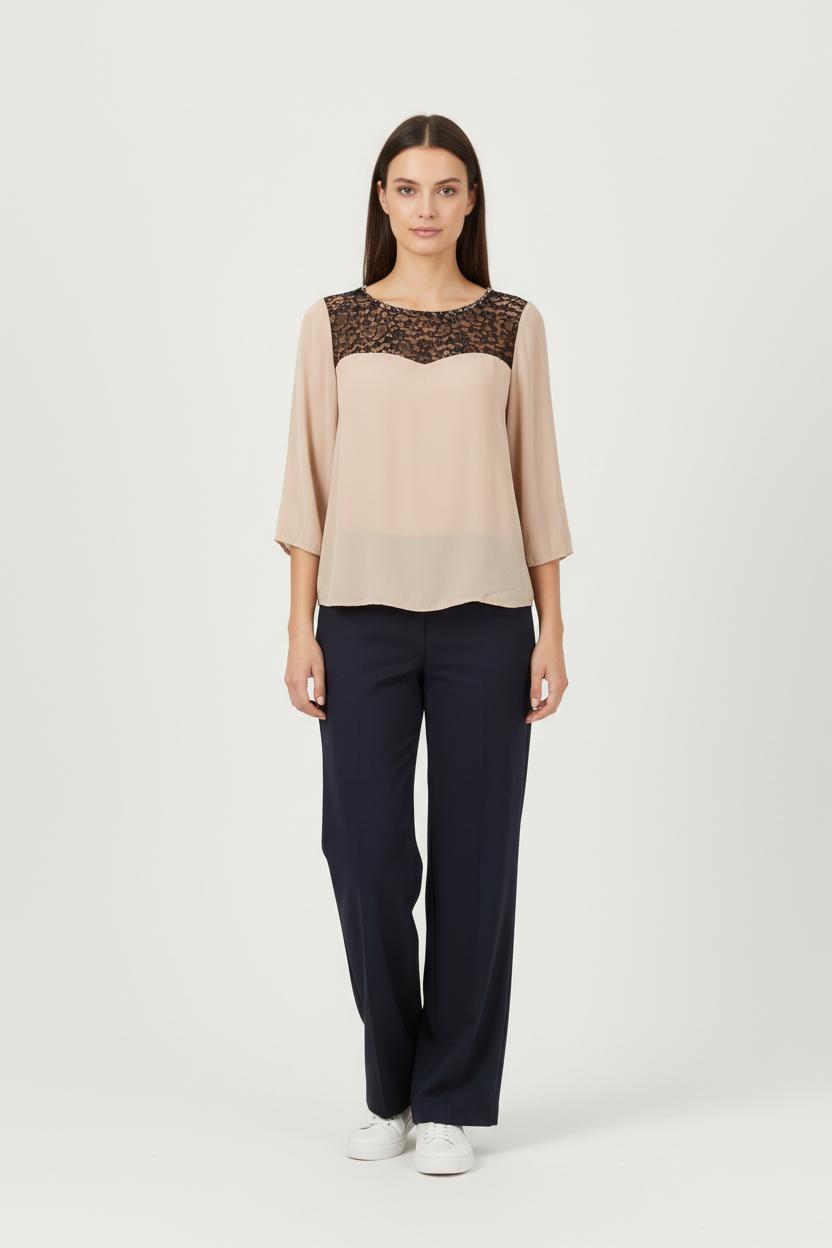 Blouse Beige et Noire - Taille M/38 de la marque Pablo | PARAD92003 - Vendu par Paradigme - Image 1