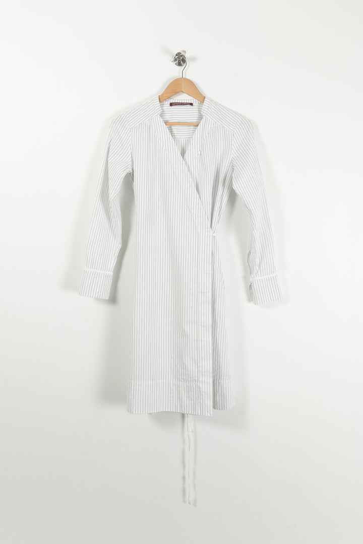 Robe Portefeuille Blanche à Rayures - Taille XS/34 de la marque Comptoir des Cotonniers | PARAD92005 - Vendu par Paradigme - Image 2