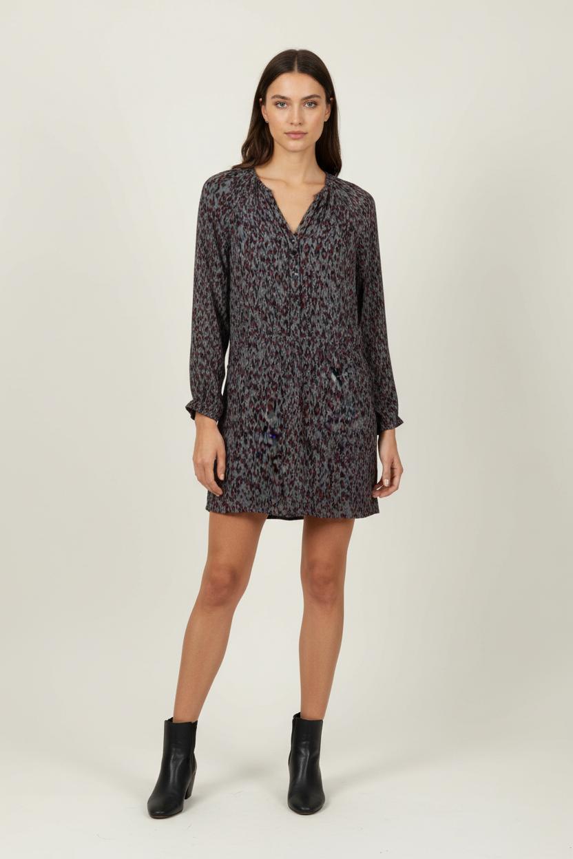 Robe Courte Grise et Bordeaux - Taille XS/34 de la marque Comptoir des Cotonniers | PARAD92012 - Vendu par Paradigme - Image 1