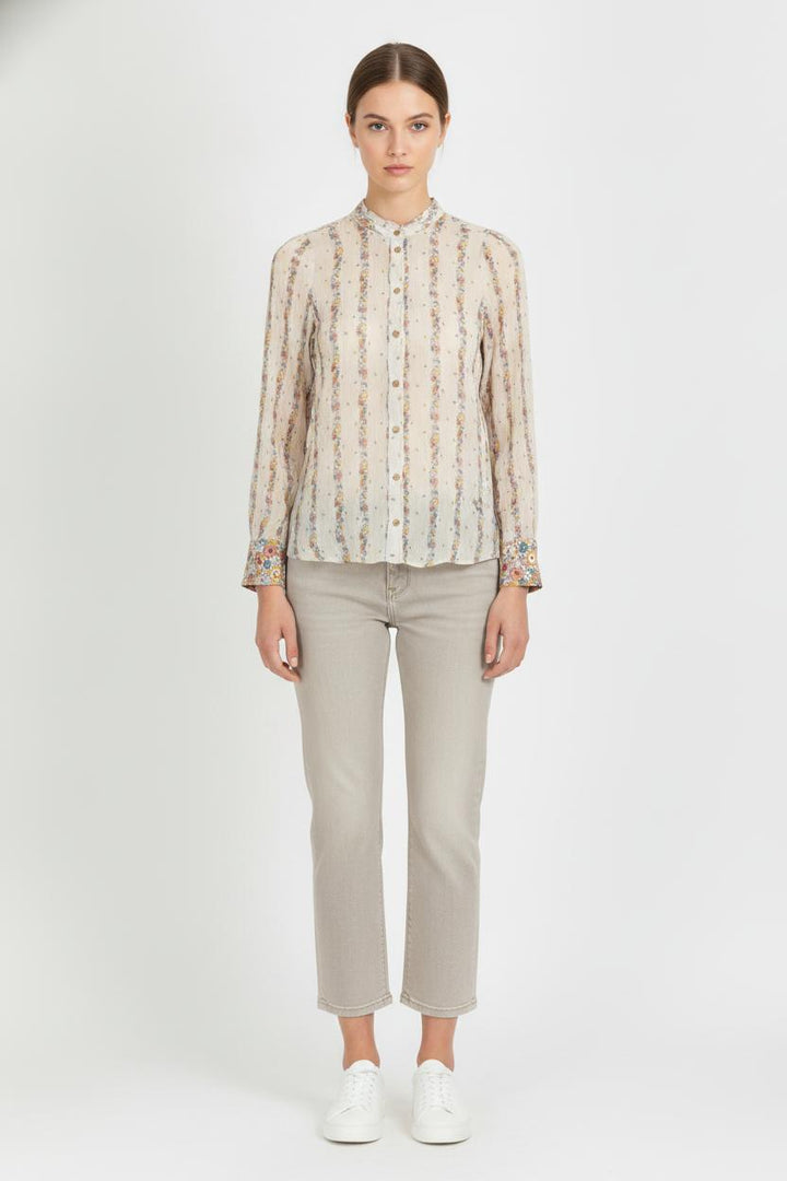 Chemise Fleurie Beige - Taille XS/34 de la marque Sézane | PARAD92034 - Vendu par Paradigme - Image 1